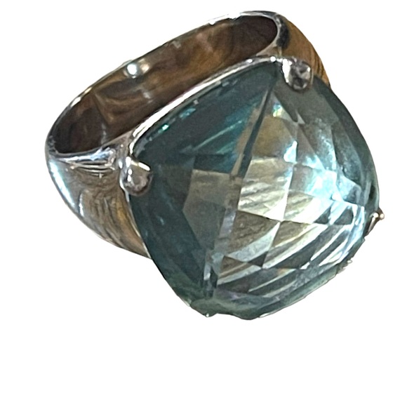 Authentic Swarovski Aqua Blue silver crystal chunky ring (swan) Retired - Picture 10 of 10